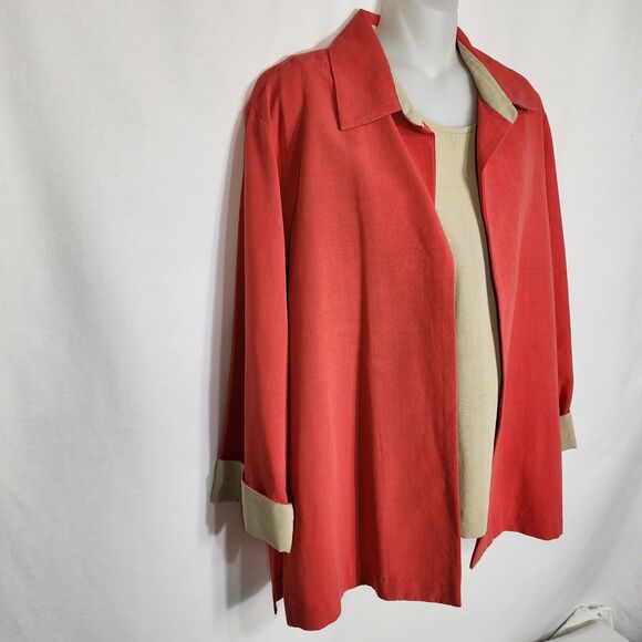 Draper's & Damon's Women Jacket Tank Shell 2 Piece Size 12 Linen Blend Flip Cuff - Picture 7 of 12